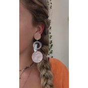 Boucles Oreilles rose pale pailletée 