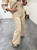 Pantalon beige à rayures LEON