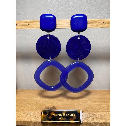 Boucles Oreilles Brigitte bleu royal