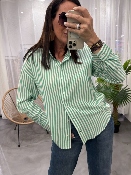 Chemise lignes tennis vert écru CLARA