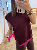 Pull débardeur bordeaux avec lien rose fluo M88052004 IMPERIAL