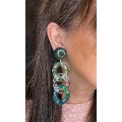 Boucles Oreilles maillons vert transparent 