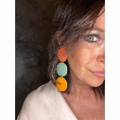 Boucles Oreilles corail  vert orange