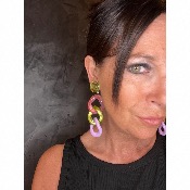 Boucles Oreilles maillons rose vert lilas 