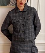 Veste courte tweed  carreaux gris VIRGIN LPE