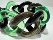 Bracelet maillons à enfiler vert transparent noir et kaki