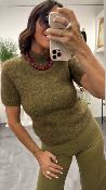 Pull manches courtes vert olive SAULE GM