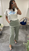 Pantalon fluide vert tilleul PICASSO G&M