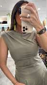 Top sans manches drapé kaki 50989129