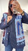 Veste Blazer plissé bleu M6291G MR