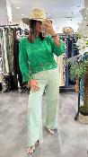 Top broderie vert TEVY LPE