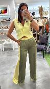 Pantalon fluide satin bicolor kaki P4X1JBA IMPERIAL