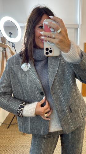 Veste blazer grise et beige VJDF6YATPA DIXIE 