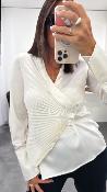 Chemise plissée satinée champagne V36A0342 Souvenir