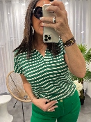 Polo lignes tennis vert WJU027 NT