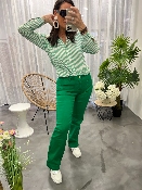 Chemise lignes tennis vert écru CLARA