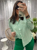 Chemise lignes tennis vert écru CLARA