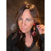 Boucles Oreilles rouge métal doré