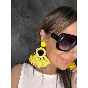 Boucles Oreilles raphia jaune