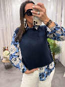 Chemise à motifs "fleurs" bleu WWU041 NT