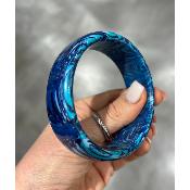Bracelet jonc bleu marine blanc