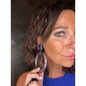 Boucles Oreilles créoles pailleté violet miroir