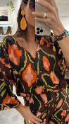 Blouse imprime colore chocolat 053-210079