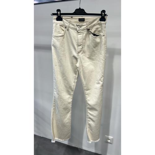 Pantalon toile beige frangé 220011369