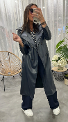 Veste trench simili cuir bleu 50983245 MM