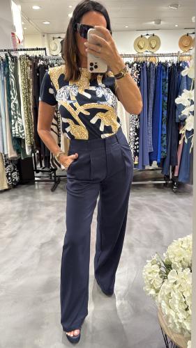 Pantalon fluide bleu marine POLIMO