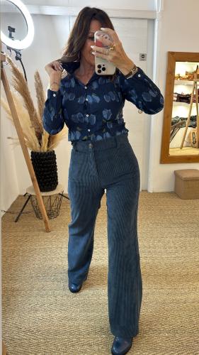 Pantalon velours côtelé bleu M8416P MR