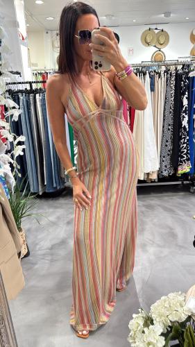 Robe longue en maille multicolore M2392A MR
