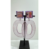 Boucles Oreilles violet pailleté miroir 