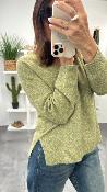 Pull col V kaki mousse MANTIA LPE
