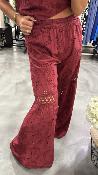 Pantalon large broderie bordeaux 053-212033 BSB