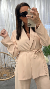 Veste blazer ceinturée rose pâle M6213G MR