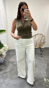 Pantalon jeans large blanc KXJE0294 KKS