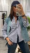 Chemise lignes tennis bleu blanc  CORALIA