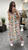Robe longue imprimé "tickets" M2386A
