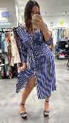 Robe longue imprimé géométrique bleu Rania LPE