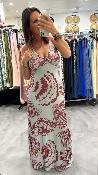 Robe longue bleu & terracotta M2391A MR
