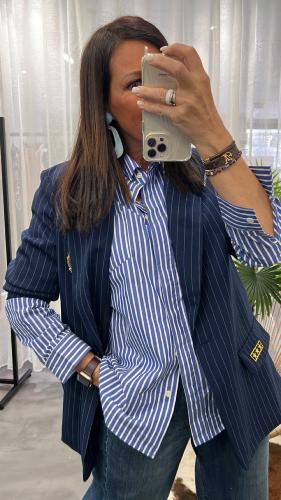 Chemise lignes tennis Bleu écru CLONY