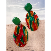 Boucles Oreilles clips ovale Arlequin