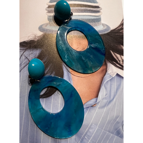 Boucles Oreilles clips bleu Ida