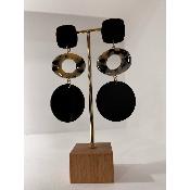 Boucles Oreilles Alba Acétate blanc noir