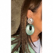 Boucles Oreilles vert Evian givré