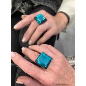 Bague carré miroir bleu