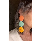 Boucles Oreilles corail  vert orange