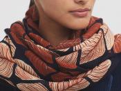 Foulard Square Leaves rouge WFT008