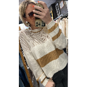 Pull ajouré beige et camel Alicia